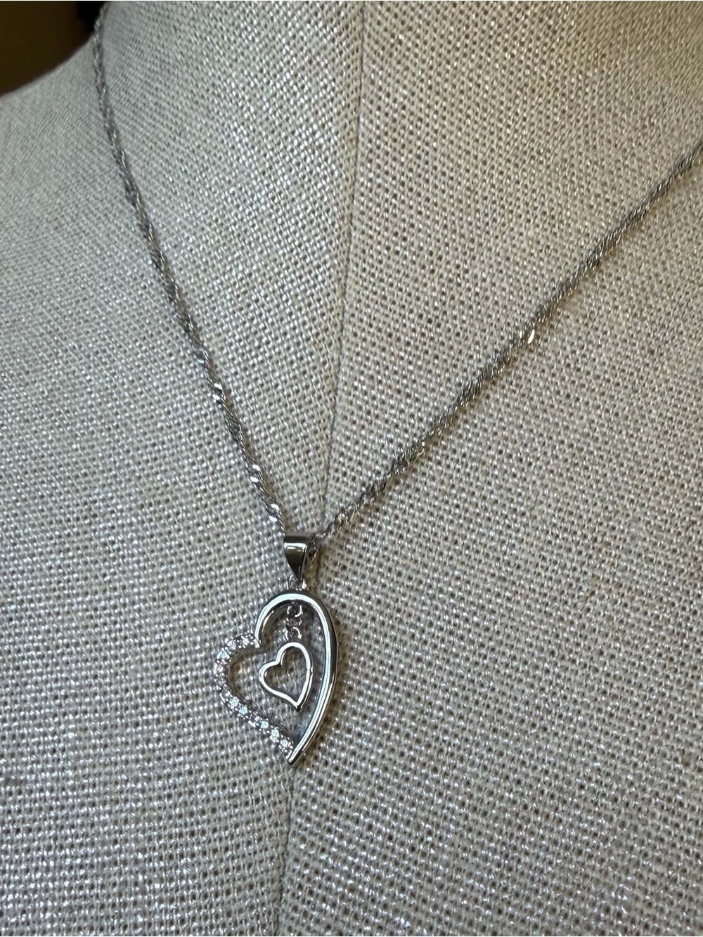 Stainless steel double heart 💕 necklace silver